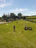 Kids playing footgolf at our Jurassic park theme park