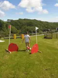 Kids playing footgolf at our Welsh theme park