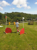 Kids playing footgolf at our Welsh theme park
